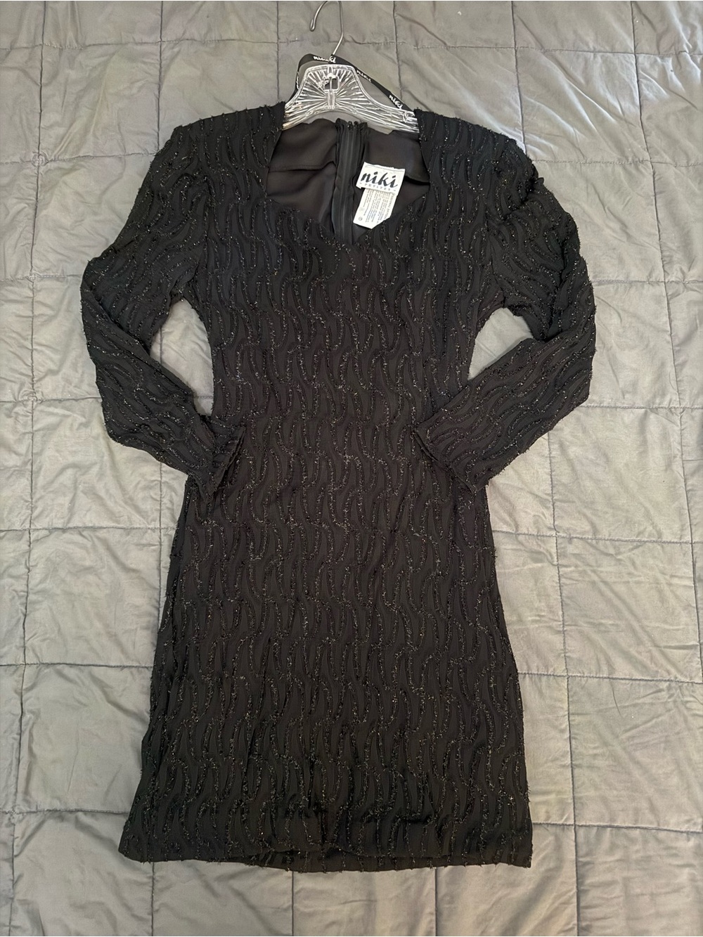 Niki black sequin mini dress with long sleeves Size 6 #party #clubwear
